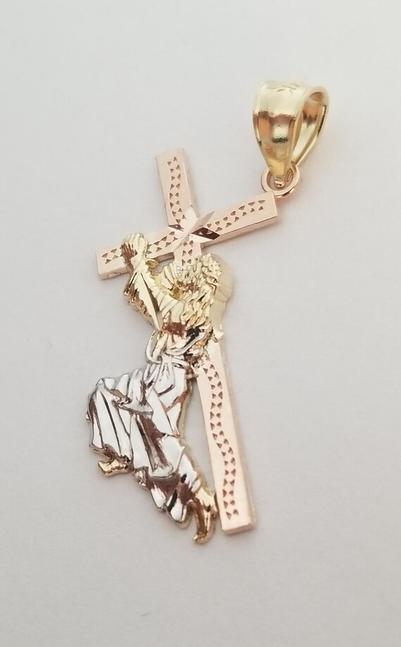 14K Solid Tri Tone Real Gold Jesus 