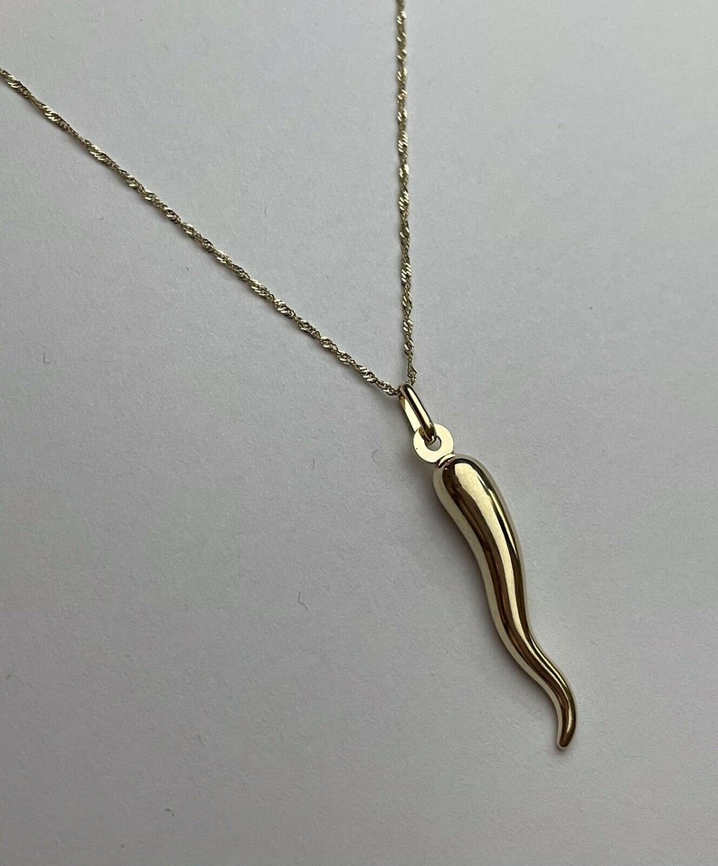 Tiny Italian Horn Pendant, Small Italian Horn Necklace Sterling Silver/14k Gold Fill, Italian Horn Cornicello Charm Good Luck Protector
