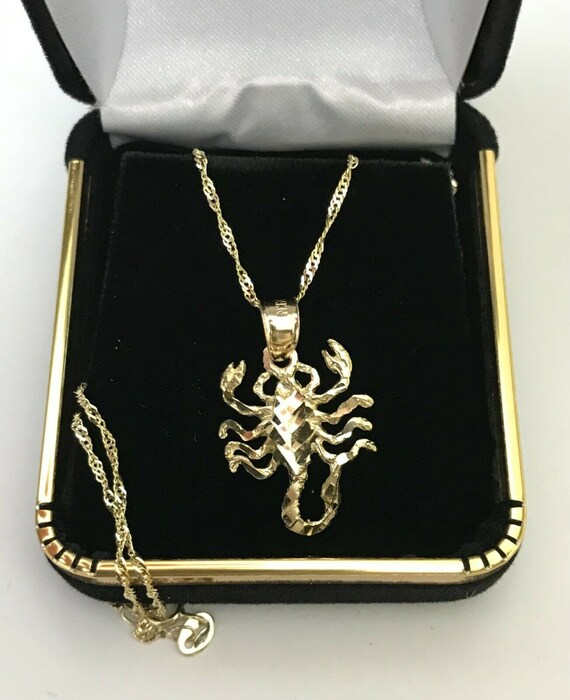 14K Real Yellow Gold Scorpion Pendant 