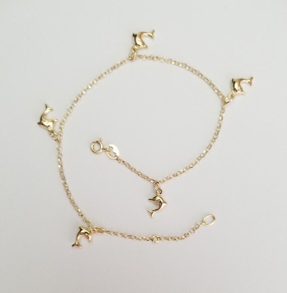 Gold dolphin anklet best sale