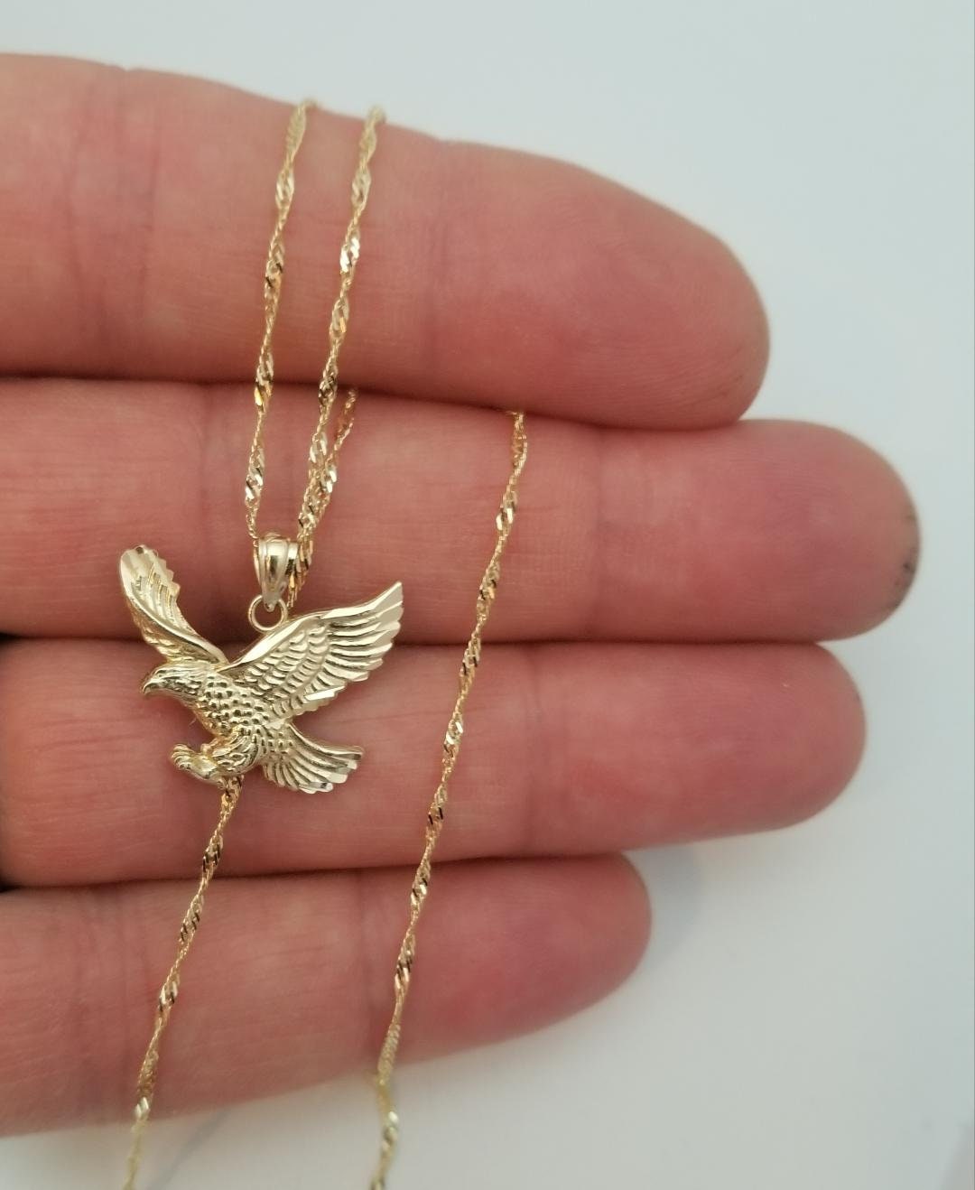 Solid Gold Polish Eagle Pendant Gold M | Factory Direct Jewelry