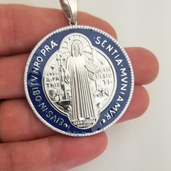 925 Sterling Silver Dos Lados Saint Benedict Medal Pendant San Benito