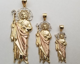 14k Tri-color Real Gold Saint Jude 