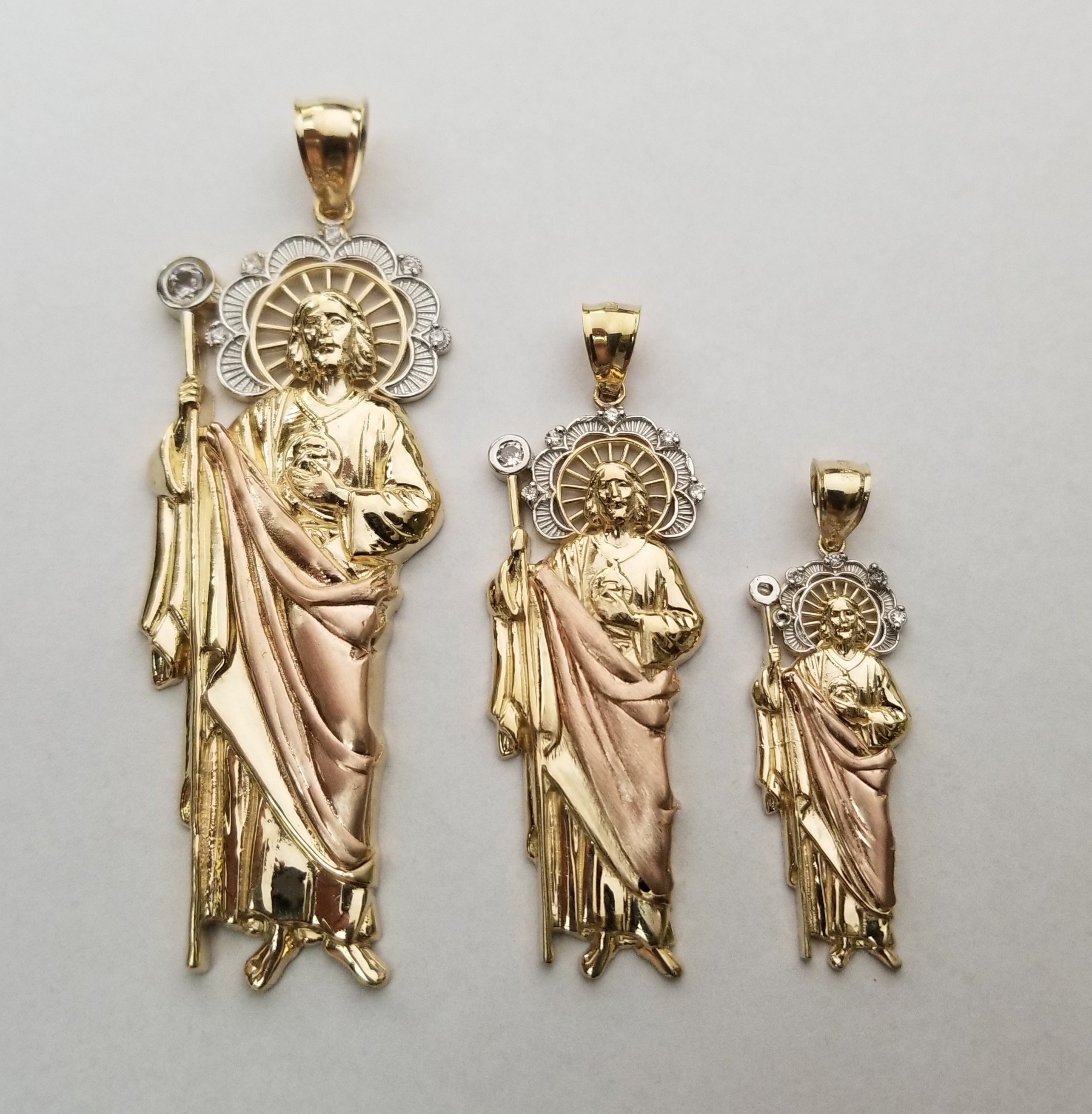 14k Tri-color Real Gold Saint Jude 