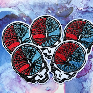Grateful Dead Patch 2.85&quot; Steelie Tree of Life Patch- Iron on- embroidered Handmade Patch