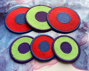 Phish Patch- Fishman Donut Patch- Full Stitch- Iron on- Phish embroidered Handmade Patch- Red and Green