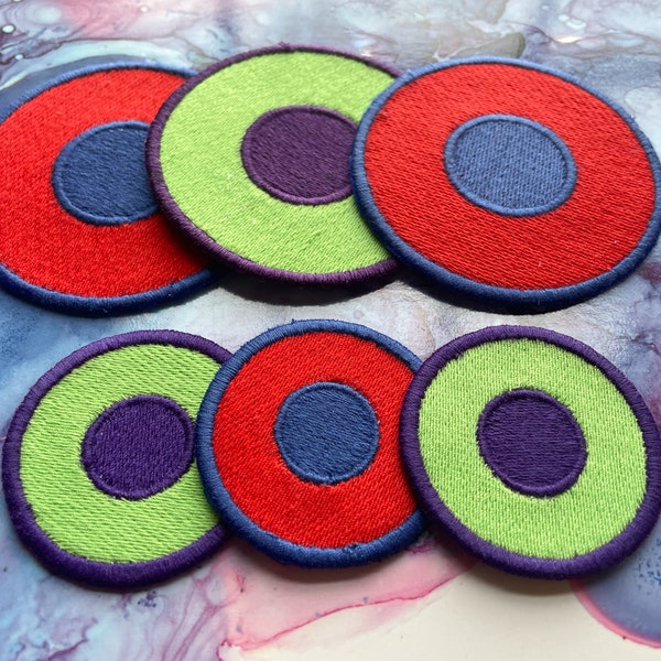 Phish Patch- Fishman Donut Patch- Full Stitch- Iron on- Phish embroidered Handmade Patch- Red and Green