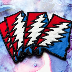 Grateful Dead Alabama State Bolt Patch- 3.75&quot; - Embroidered Handmade Patch- Iron On