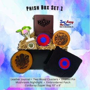 Phish Gift Box Set: Handmade Notebook, Coasters, Lapel Pin, Patch & Nightlight