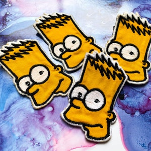 Grateful Dead Patch Bart Simpson Lightning Bolt patch- 3.5&quot;- Sew on- Embroidered Handmade Patch