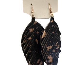 Animal Print Leaf Earrings