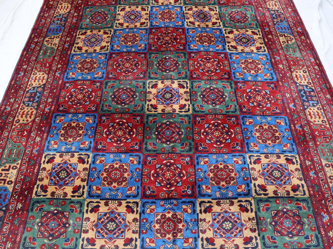 6x9 Colorful Bukhara Rug/ Afghan Turkmen Patchwork Hand Knotted Wool ...