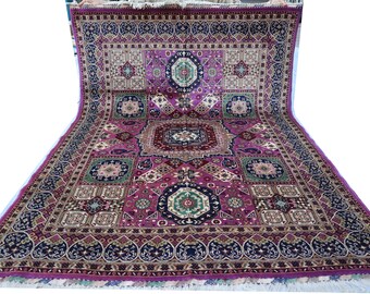 4x6 部族の紫色のマムルーク絨毯、アフガニスタンの手作りのピンクの