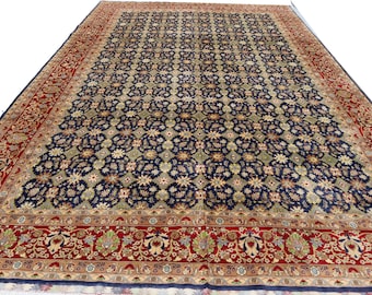 12x18 Palace Size Area Rug - Blue Red hand knotted Bidjar High Quality, Afghan Handmade Wool, Extra Large Rug, Big Rugs for Living room Hall