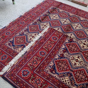 2 Pcs Set 8x10 Afghan Fine Quality Rugs- Authentic Bokhara Oriental Rug- Turkmen Tekke Ersari Hand Knotted Area Rug High Pile Plush Wool Rug