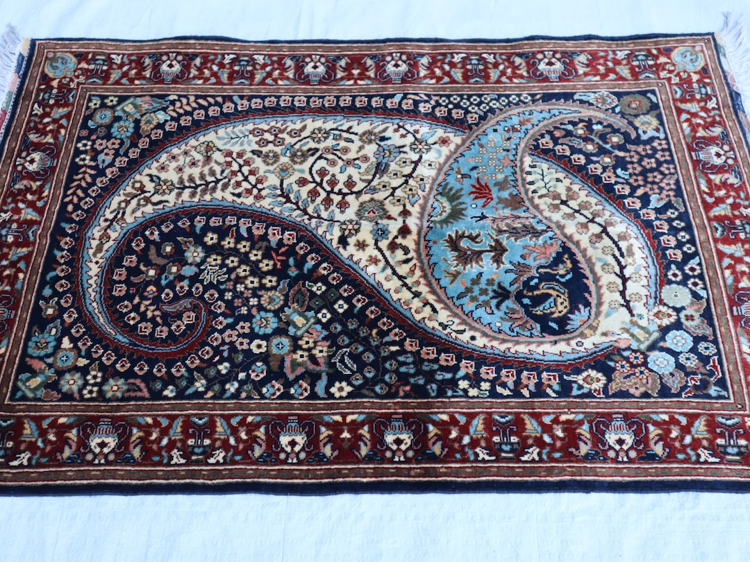 【70s vintage】151cm×91cm アフガンラグ　バルーチ族　刺繍 3x5 アフガンアンティークラグ、幾何学模様のバルーチラグ 2'10x4'2