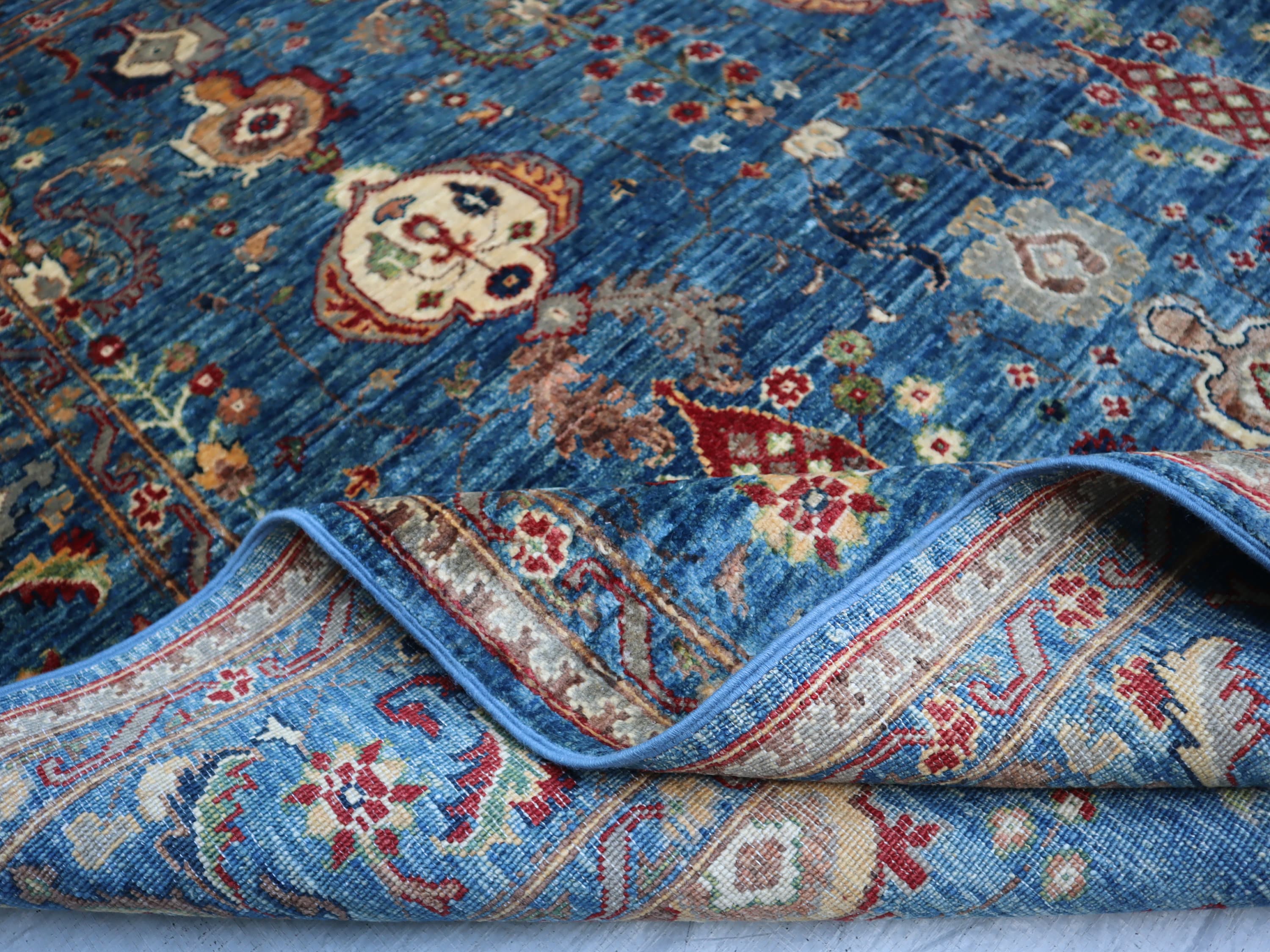 Waziri Rug 6x8 Soft Blue Afghan Waziri Area Rug, Hand Knotted Wool Oriental Accent ...