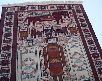 Tappeto Kilim in lana Baluchi vintage da 9,1 x 1,8 m, tappeto pittorico afgano, kelim con motivo animale Soumak