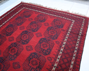 1940s Antique 7x10 ft Turkmen Ersari Bukhara Rug, Brown Terracotta Vintage Handmade Soft Pile Wool Tribal Rug, Oriental Rug, Bedroom Carpet