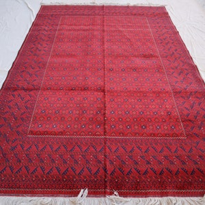 2&#39;5x2&#39;5 ft Turkmenischer Antiker Bashiri Teppich, Großer Bukhara Teppich, Handgemachter Teppich aus Wolle im Roten Stil