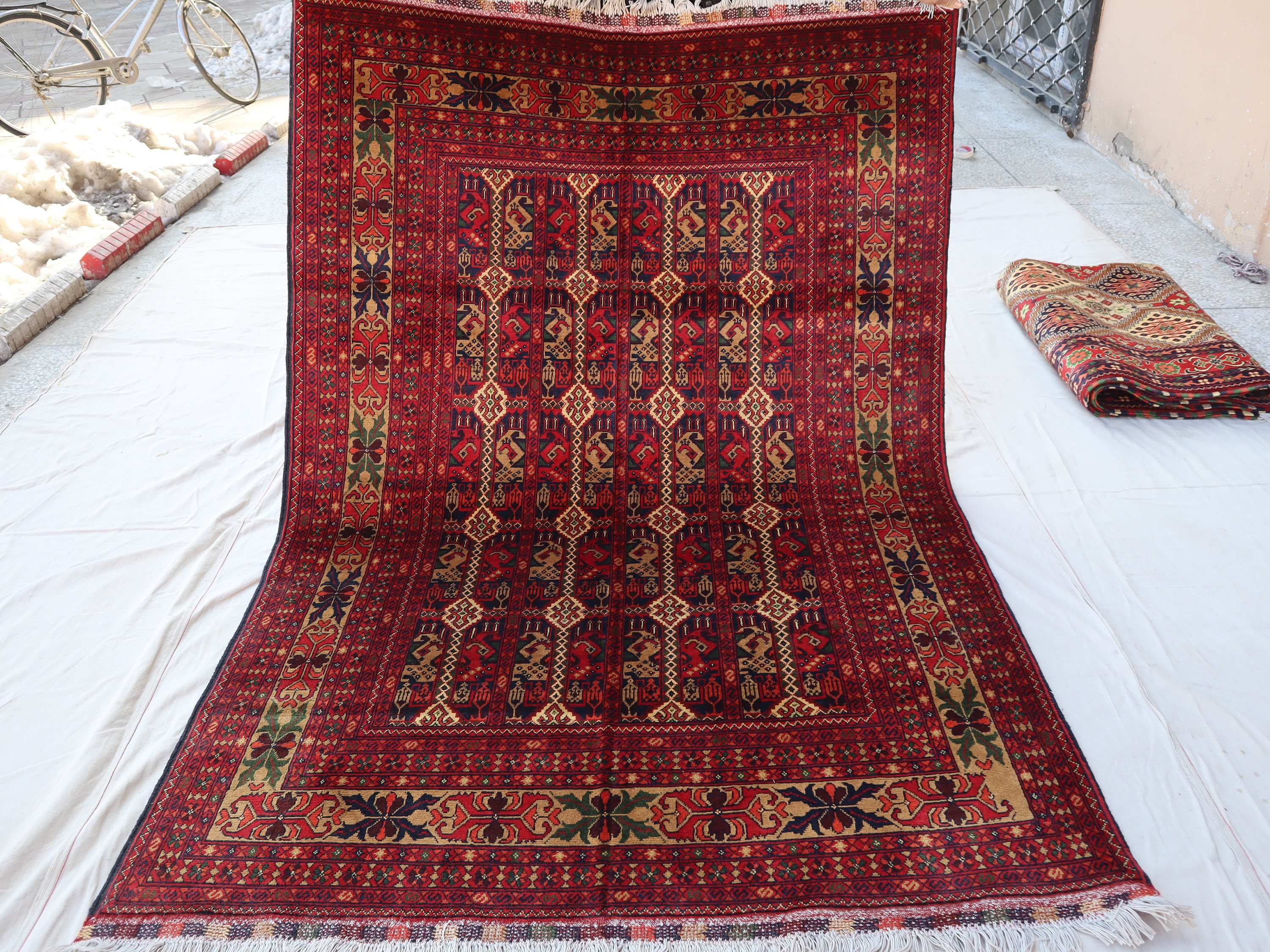 トルクメン アラ マクマル ラグ 4 x 6 フィート アフガニスタン 幾何学