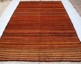 6x9 Afghan Gabbeh Area Rug Large Handmade High Pile Wool Rug, Orange Plain One Color Rug 100% Wool Rug Living Room Carpet Office Bedroom Rug