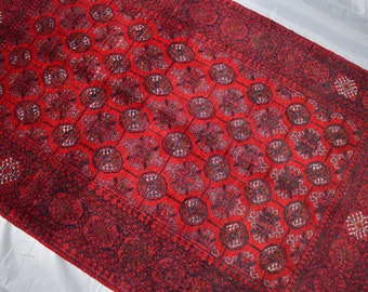 Afghan Turkmen Tribal Rug, 2x3 ft Mori Gol Bokhara Wool Rug