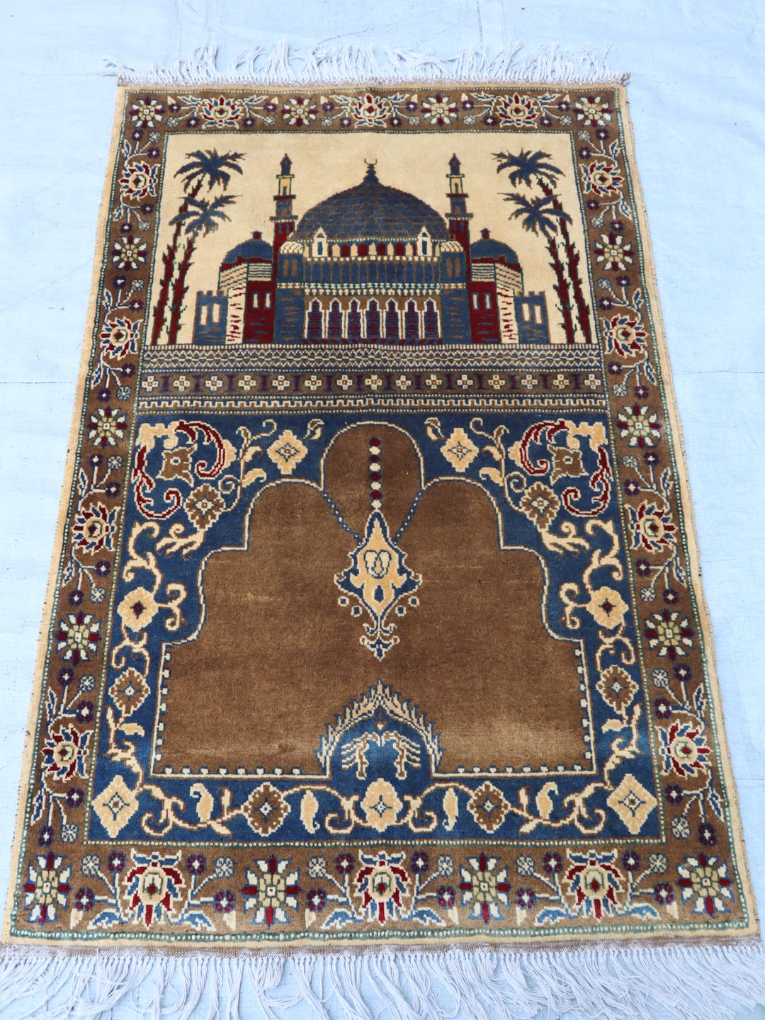 Muslin Rug Turkmen Prayer Rug, 2x4 Brown Beige Red Handmade Rugs, Afghan Tribal ...