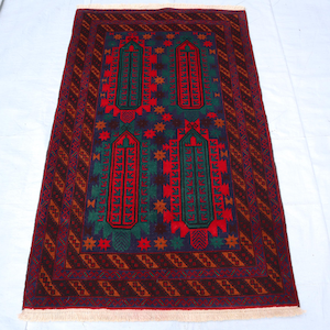3x5 Antique Geometric Rug, Vintage Afghan Hand Knotted Green Red Wool Baluchi Area Rug, Living Room Carpet, One of a kind Caucasian rug