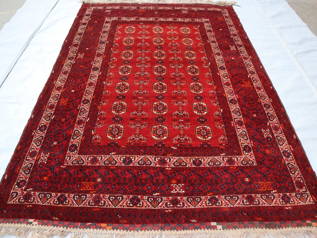 Antique Turkmen Ersari Rug, Wool Elephant Foot Design, 6'10x9'9 - Etsy