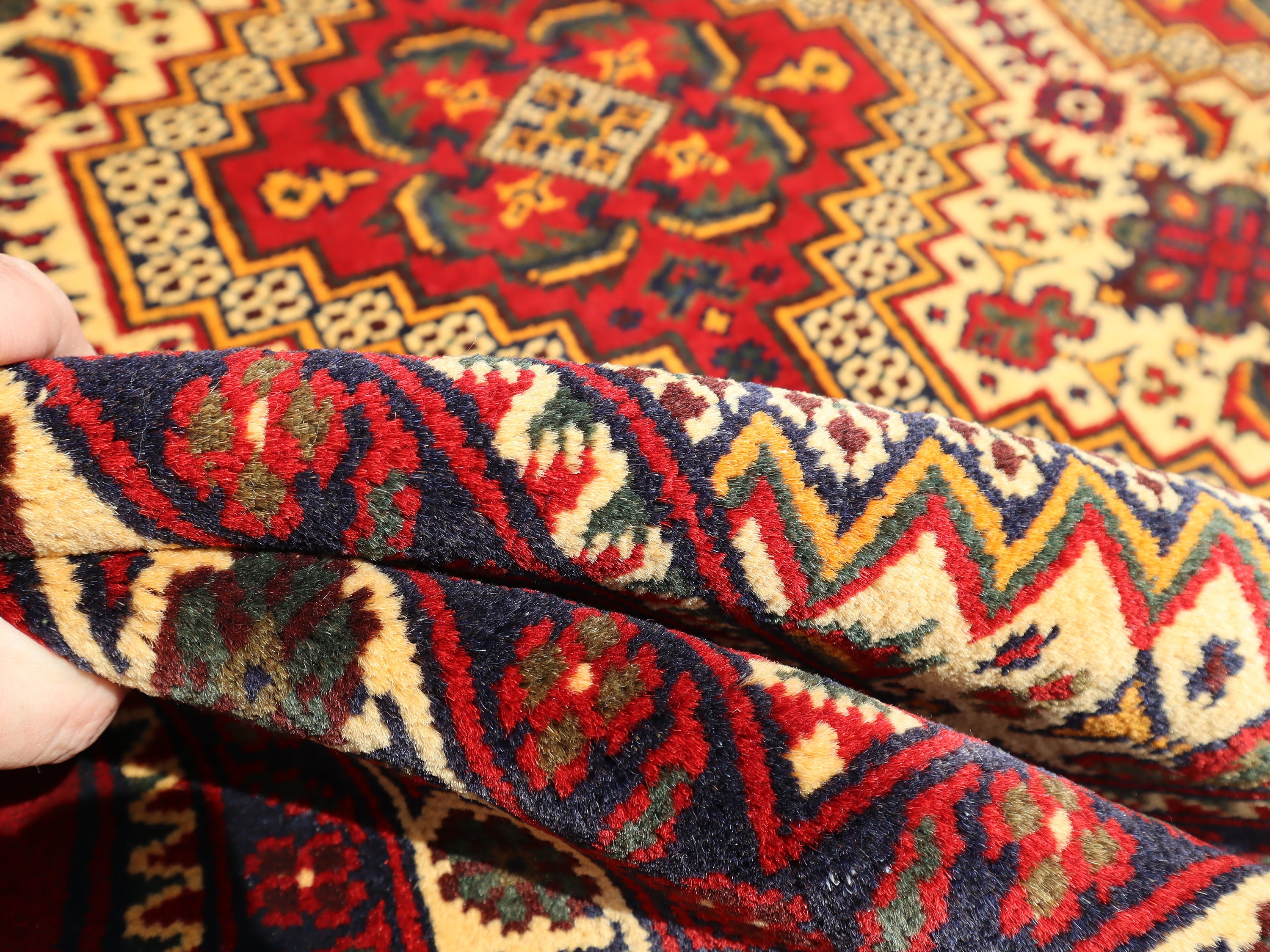 10x16 Large Oversized Afghan Red Gold Rug, Turkmen Tribal Handmade Wool ...
