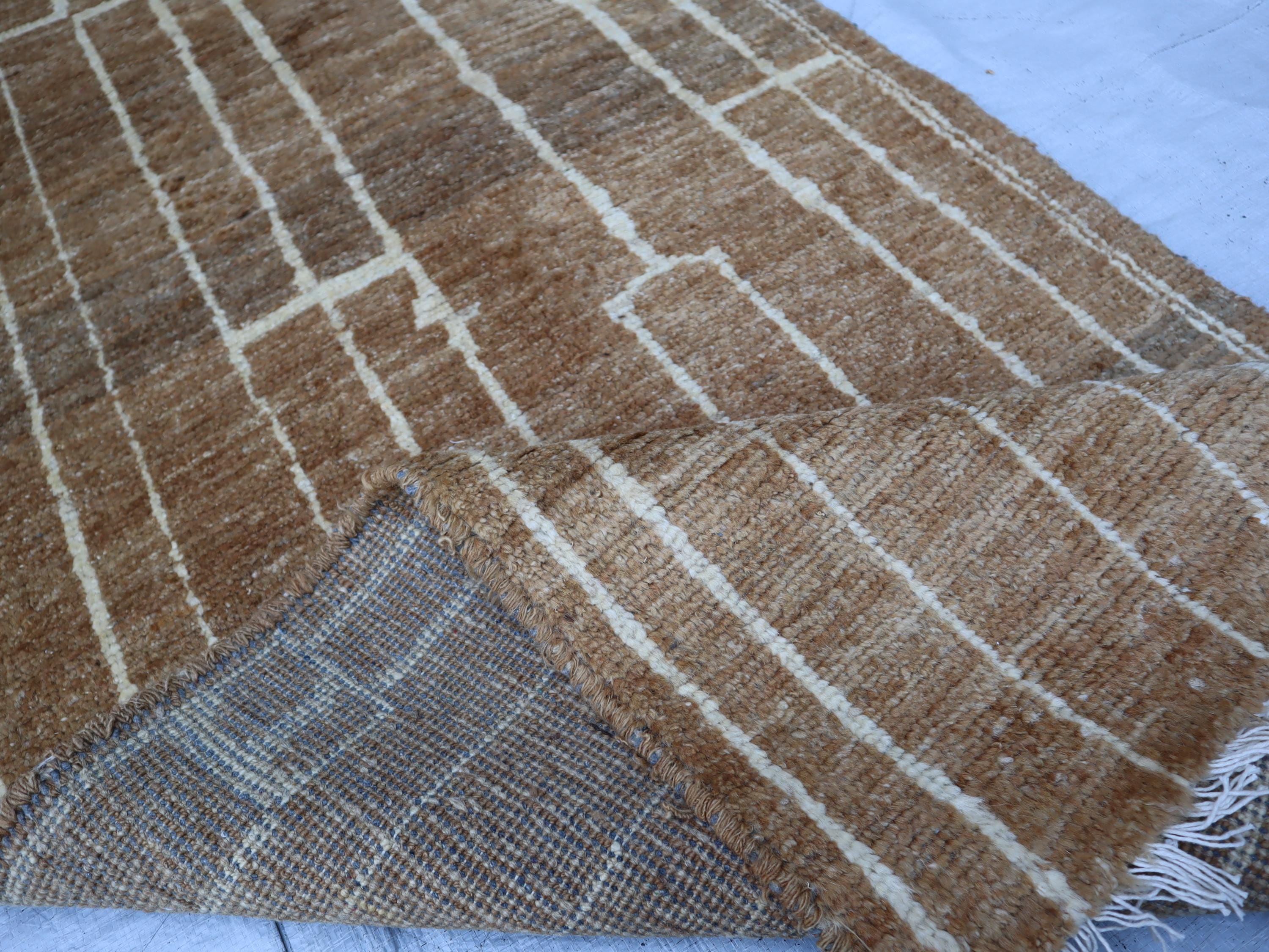 Handmade 2x9 Runner Moroccan Rug, Bohemian Brown Runner Wool Rug ...
