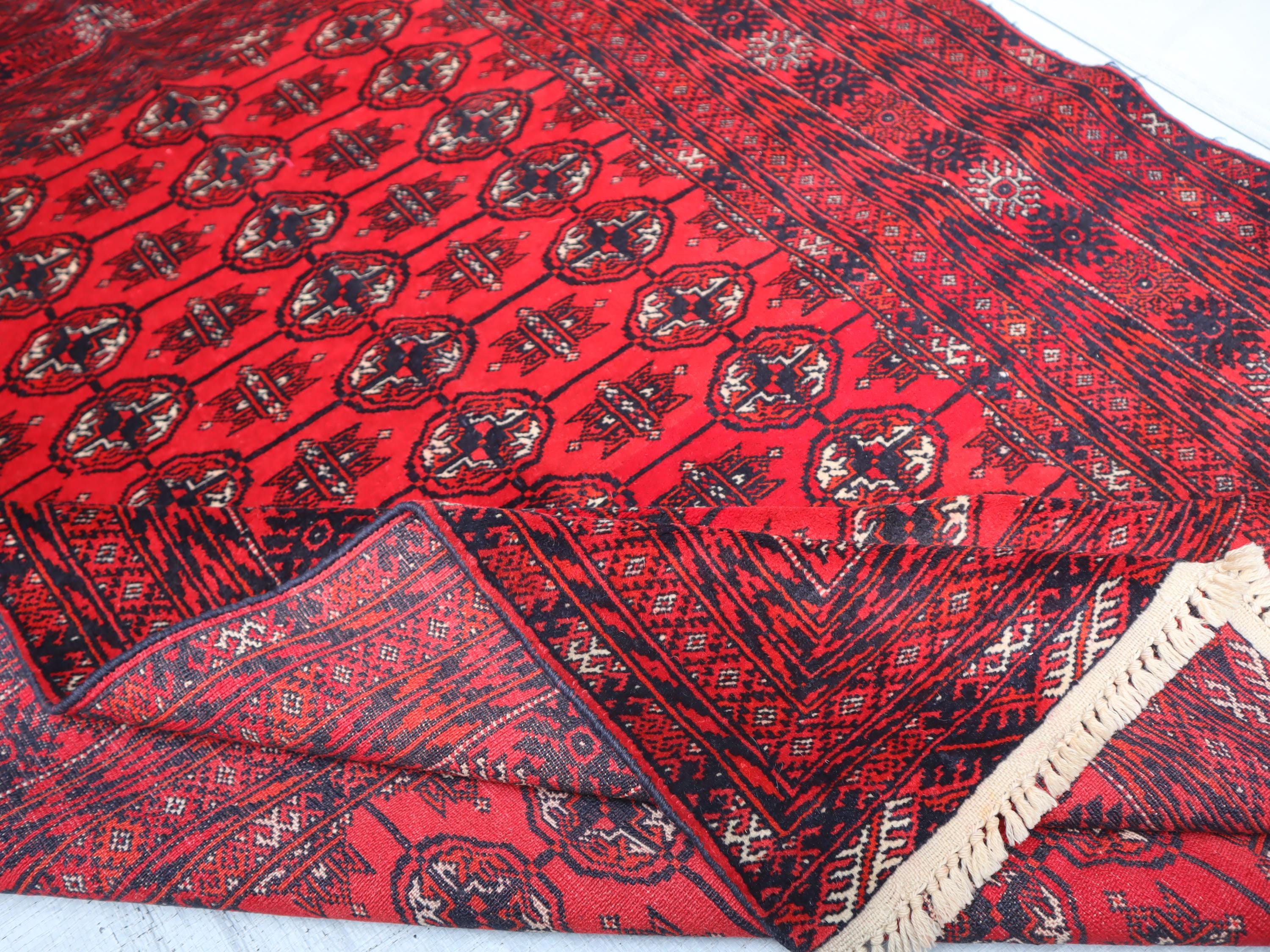 4x6 Ft Afghan Vintage Rug, Handmade Turkmen Tribal Tekke Ethnic