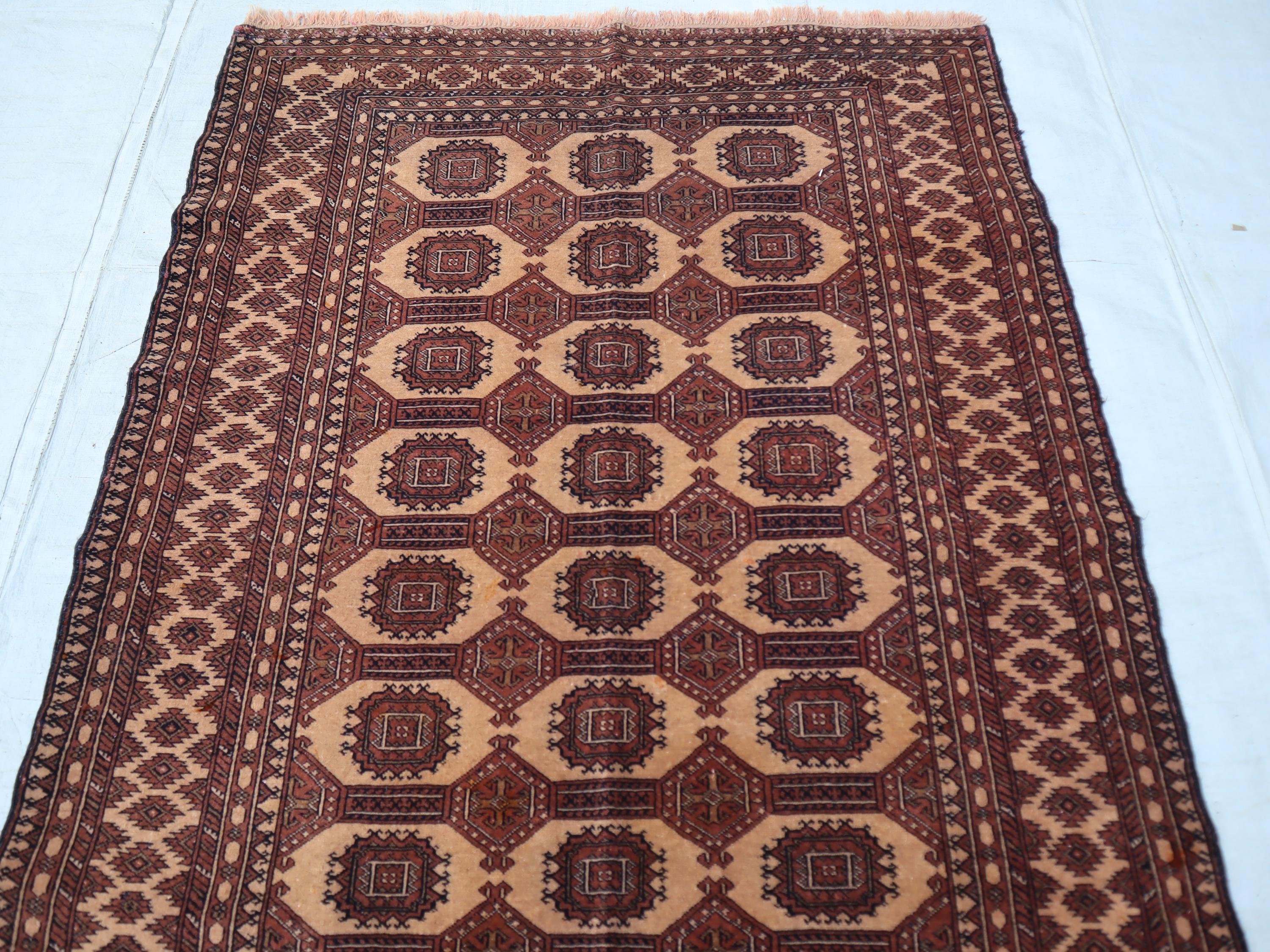 4x5 Terracotta Vintage Rug, Natural Dyes Afghan Handmade Wool Rug
