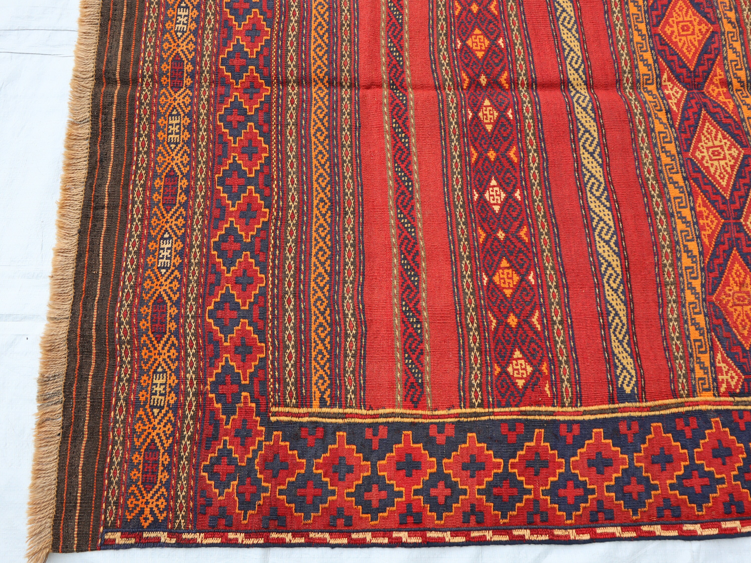 4 x 6フィートのアンティークキリムラグ、ヴィンテージ幾何学模様