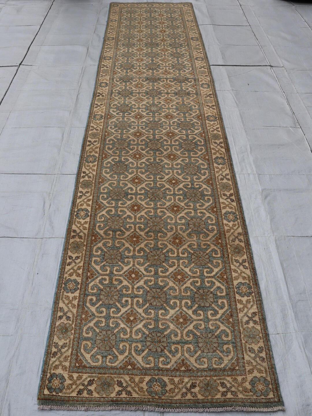 11 Ft Beige Runner Rug, Handmade Long Hallway Runner, Afghan Vintage ...