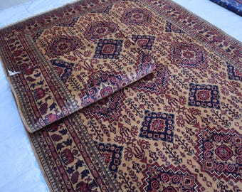 Juego de 2 alfombras afganas hechas a mano de 7x10, alfombra Bokhara de terracota marrón de 7x10, alfombra afgana de lana anudada a mano de Turkoman, alfombra para sala de estar.
