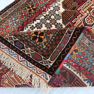 2 x 4 fot antik matta, afghansk handknuten ullmatta, turkmensk 3x5 vintagematta, heminredningsmatta, tribal orientalisk matta, sovrums-vardagsrumsmatta bild 7