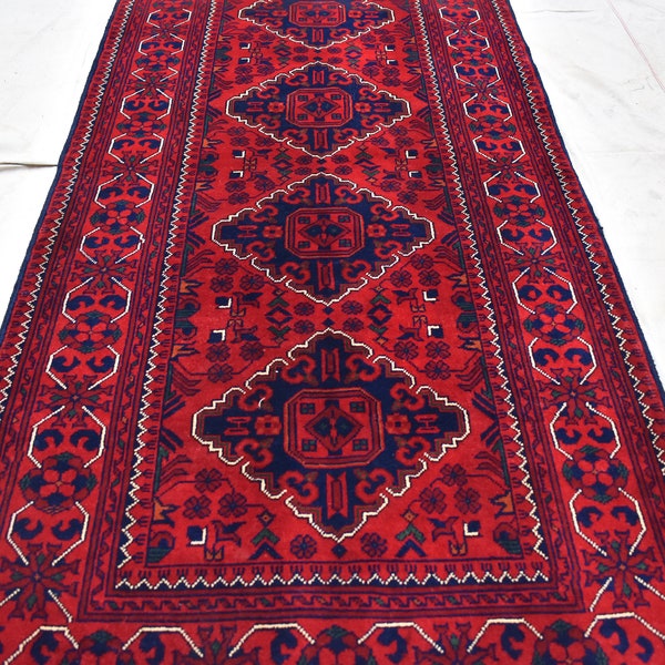 3x6.5ft Trend Design Runner Rug, Khal Mohamadi Handmade, Oriental Hallway decor, Afghan Carpet, Living room kitchen Dinner, 93x198cm,RF518