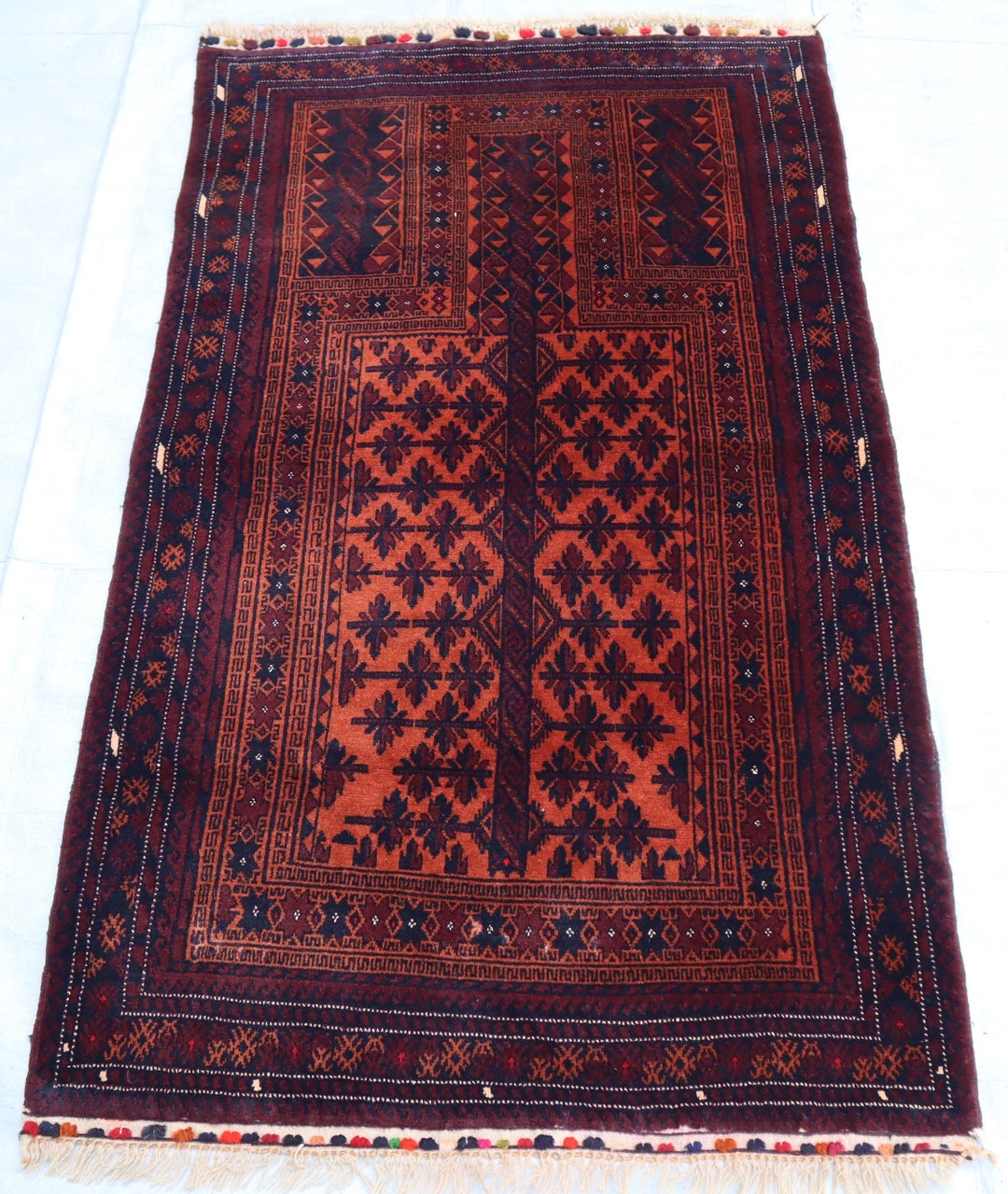 3x5 Handmade Antique Prayer Rug, Afghan Vintage Red Wool Prayer Carpet ...