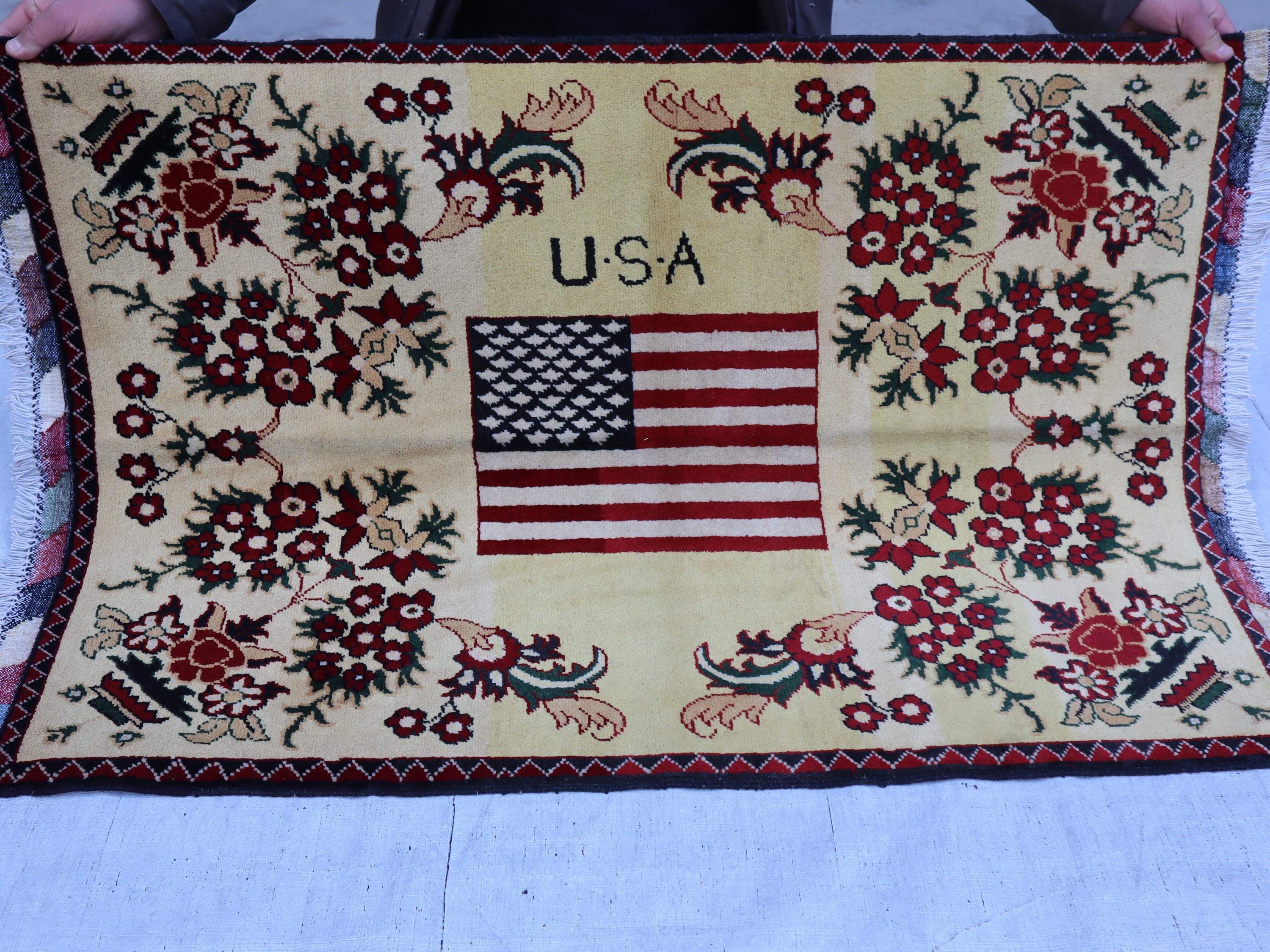 2x4 American USA Flag Rug, Handmade National Wall Hanging Rug, Afghan ...
