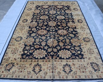 6x9 Blue Beige Bidjar Rug - Persian Style Hand knotted handspun Wool Veg dye Area Rug, Rug for living room, Oriental Rug, Large Bedroom rug