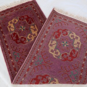 Purple 2x5 Handmade runner rug, Afghan Bokhara wool runner, Turkmen Ersari Tribal Rug, Oriental Floor, Kitchen Entryway, Hallway rug, Gift