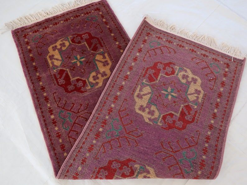 Purple 2x5 Handmade runner rug, Afghan Bokhara wool runner, Turkmen Ersari Tribal Rug, Oriental Floor, Kitchen Entryway, Hallway rug, Gift
