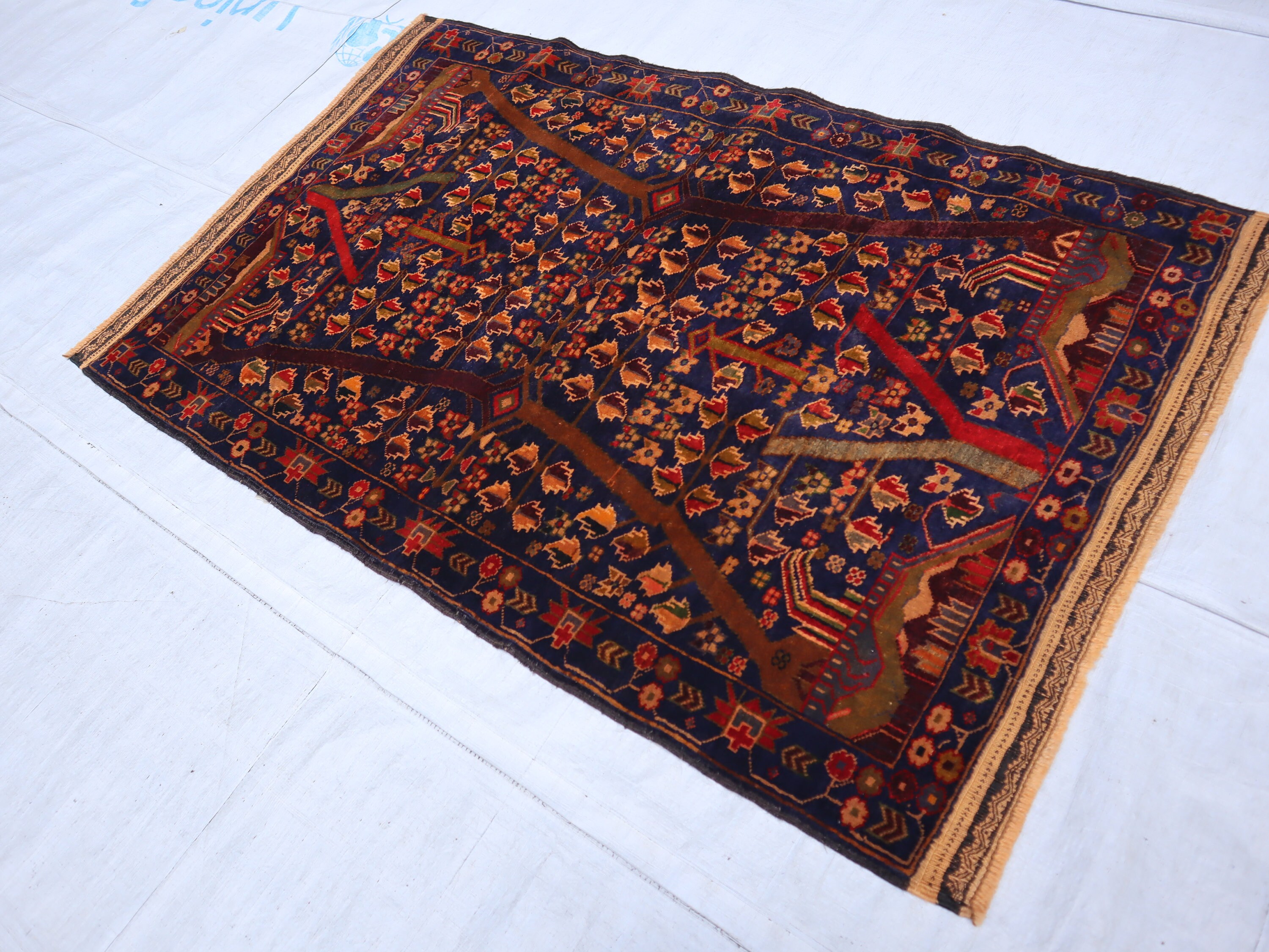 3x4 アフガニスタンヴィンテージラグ/ソフトパイルトルクメン