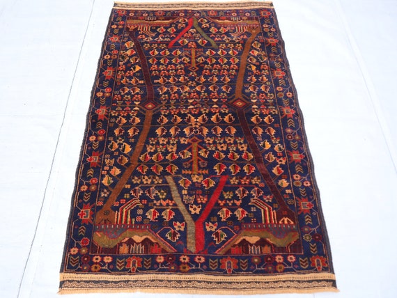 3x4 アフガニスタンヴィンテージラグ/ソフトパイルトルクメン