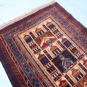 3x4 Afghan Gebetsteppich, Turkmenischer Gebetsteppich Ort, Antiker Vintage Handgemachter Wollteppich Muslimischen Geschenk, Orientalischer Turkmenischer Alter Stammesteppich