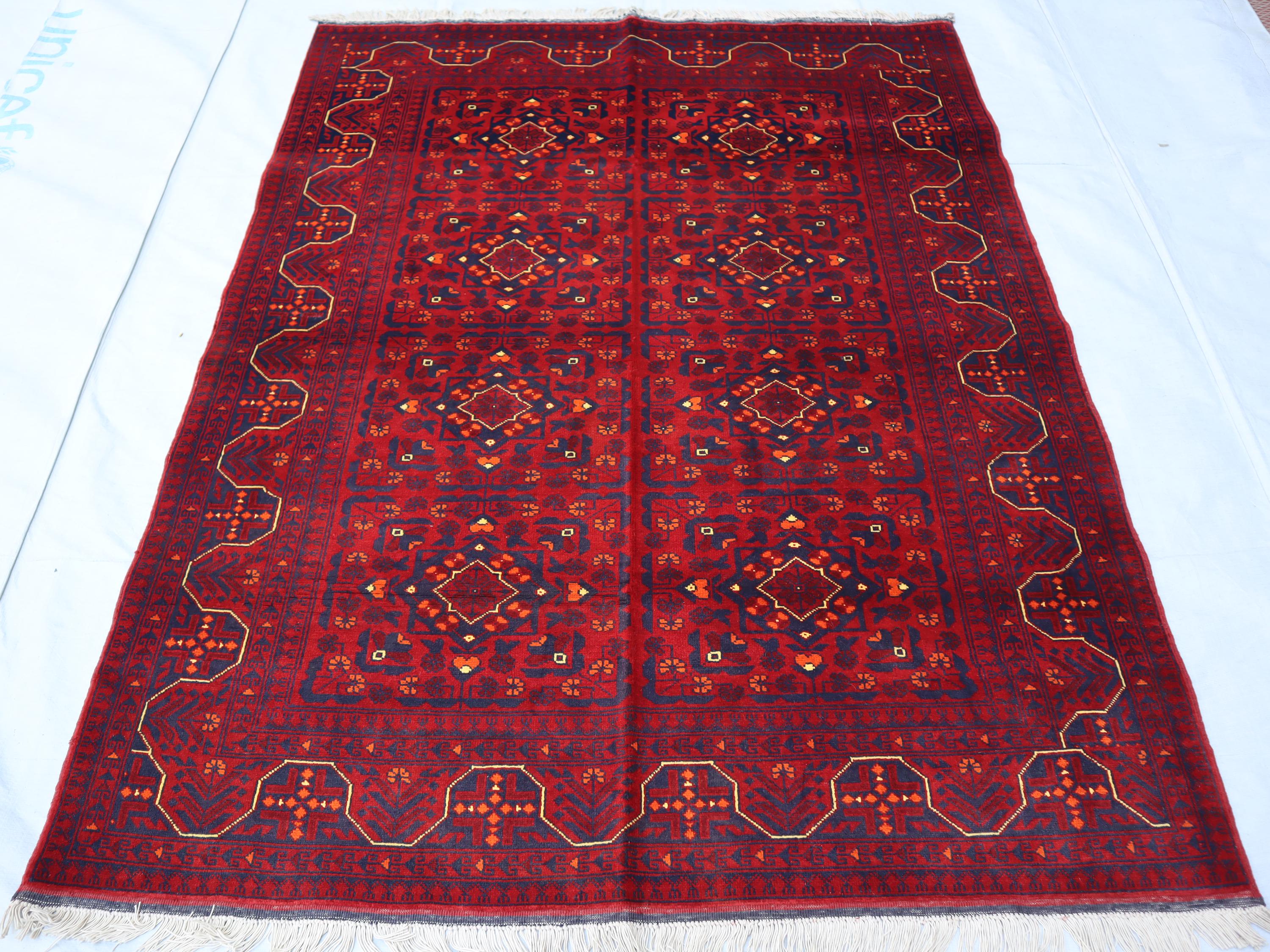 トルクメン アフガニスタン レッド ラグ/サイズ: 52x160cm... k5 トルクメン ブハラ ラグ 5 x 6 フィート 上質なアフガニスタン製