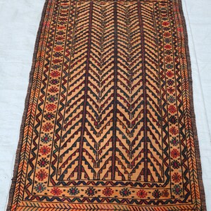 3x5 Vintage Rug, Afghan Hand Knotted veg dyes Wool Area Rug, Antique Geometric Rug, Oriental Baluchi Rug, Bedroom Rug, One of a kind rug