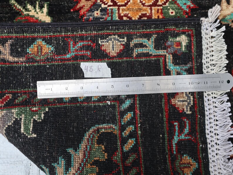 Ruler Rug Black Bijdar Rug Runner: Hand-knotted Wool Floral Sultani Rug (2'10x10 ...